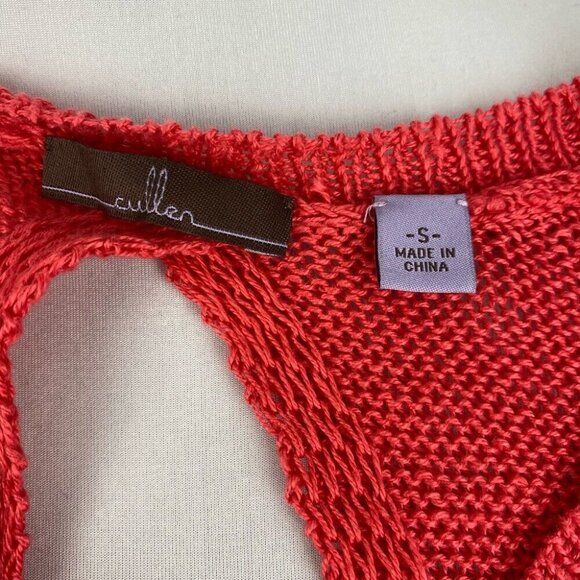 Cullen Women's Coral Pink Linen Sleeveless Luxury Crewneck Knit Tunic Top S/C36 - Picture 8 of 9